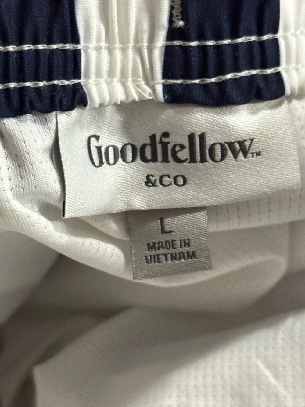 Goodfellow 7” Swim Trunks Navy Blue & White Stripe with Liner NWT